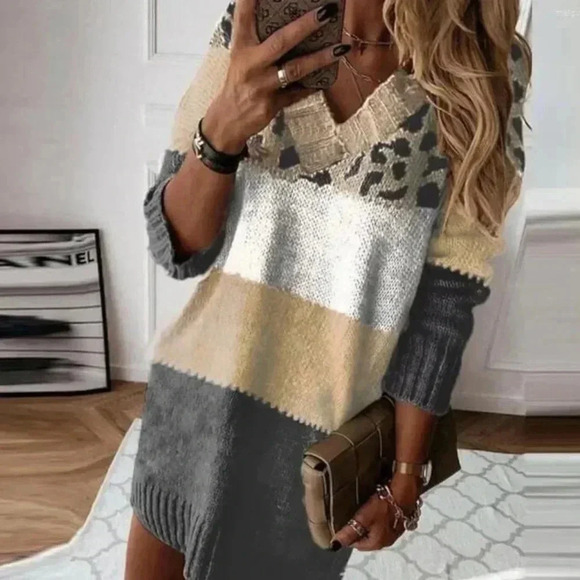 Chicme Women’s Crochet Patchwork V Neck Long Pullover Sweater - Size Small - Picture 2 of 10